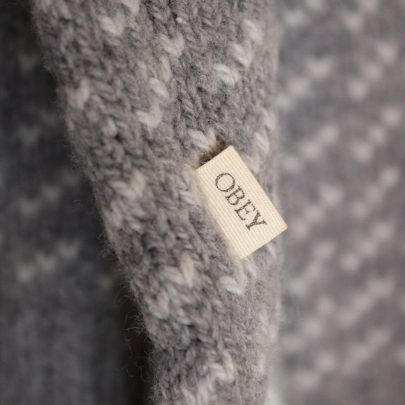 Obey propaganda wool gray and blue crewneck sweater - Picture 4 of 5